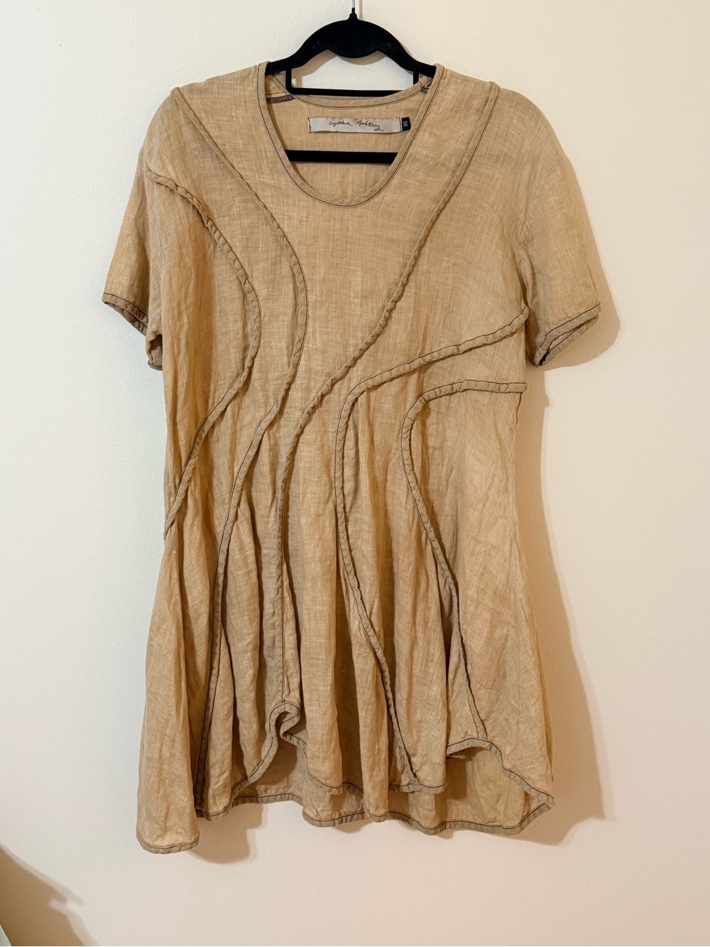Cynthia Ashby Flowing Short-Sleeve Tunic Dress